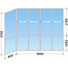 Балконное остекление из алюминия панорамное