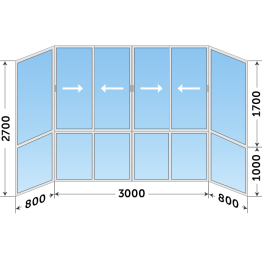 Панорамное алюминиевое остекление балкона